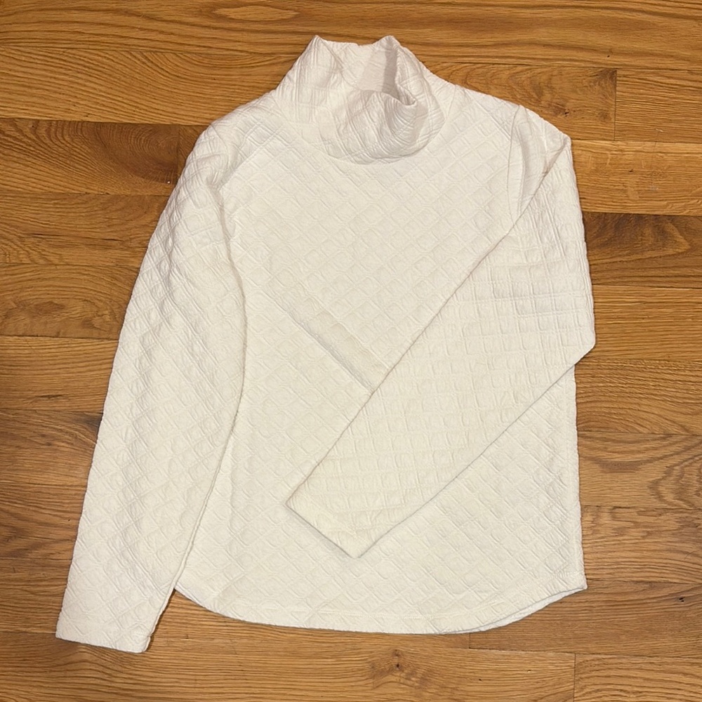J. Crew Ivory Textured Knit Turtleneck
